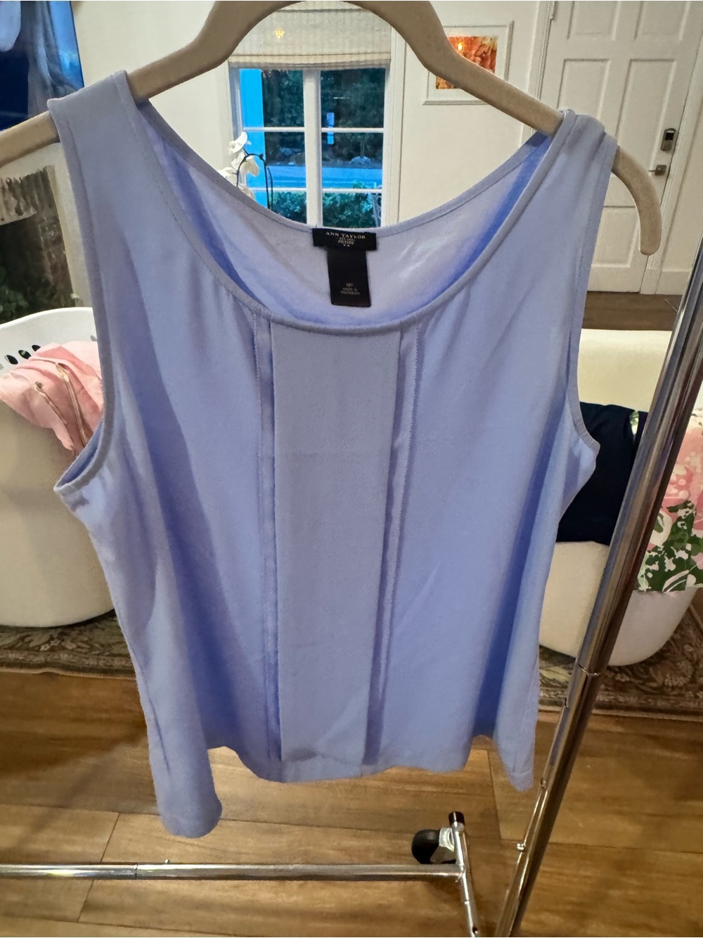 Ann Taylor Lavender Pleat-Front Sleeveless Tank
